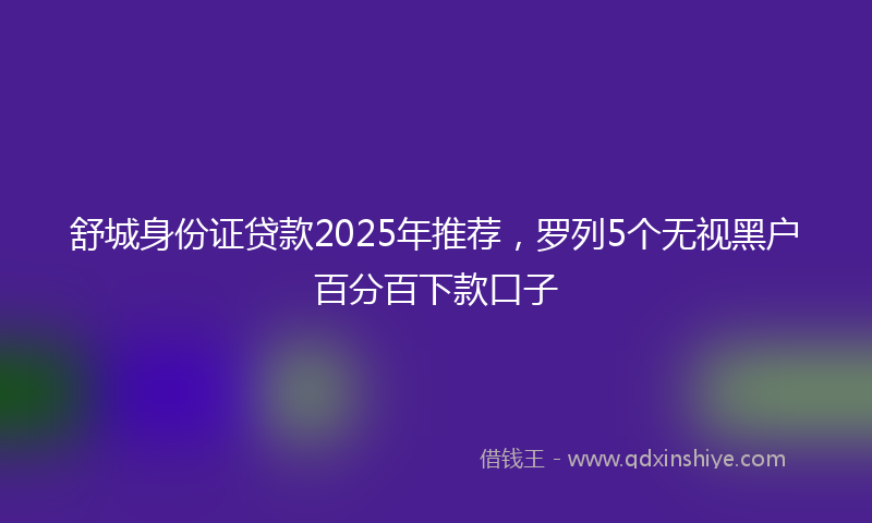 舒城身份证贷款2025年推荐，罗列5个无视黑户百分百下款口子