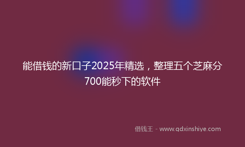 能借钱的新口子2025年精选，整理五个芝麻分700能秒下的软件
