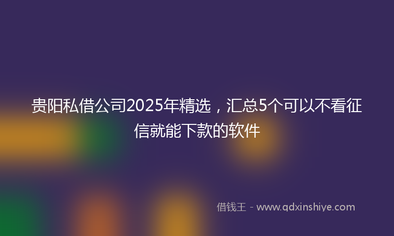 贵阳私借公司2025年精选，汇总5个可以不看征信就能下款的软件