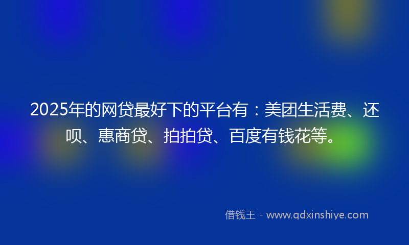 2025年的网贷最好下的平台有：美团生活费、还呗、惠商贷、拍拍贷、百度有钱花等。