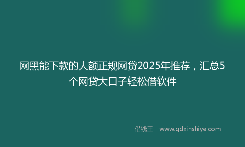 网黑能下款的大额正规网贷2025年推荐，汇总5个网贷大口子轻松借软件