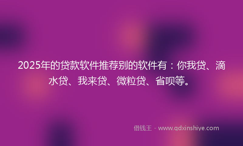 2025年的贷款软件推荐别的软件有：你我贷、滴水贷、我来贷、微粒贷、省呗等。