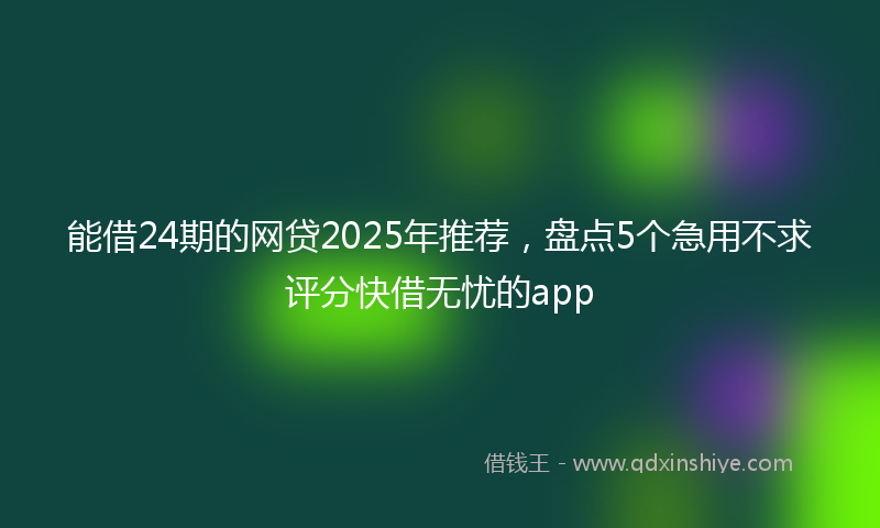 能借24期的网贷2025年推荐，盘点5个急用不求评分快借无忧的app