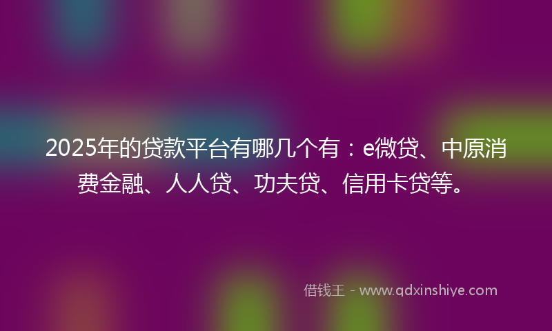 2025年的贷款平台有哪几个有：e微贷、中原消费金融、人人贷、功夫贷、信用卡贷等。