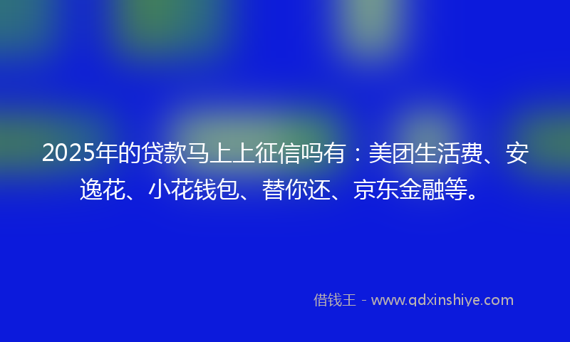 2025年的贷款马上上征信吗有：美团生活费、安逸花、小花钱包、替你还、京东金融等。