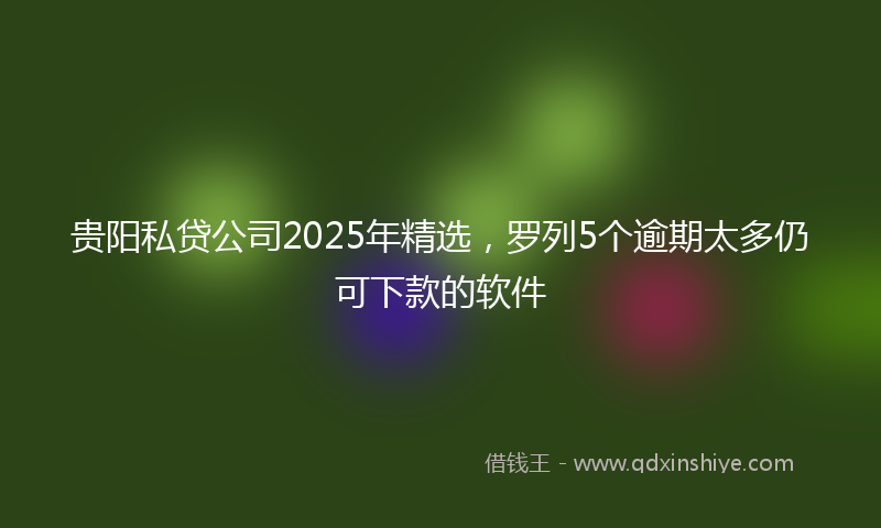 贵阳私贷公司2025年精选，罗列5个逾期太多仍可下款的软件