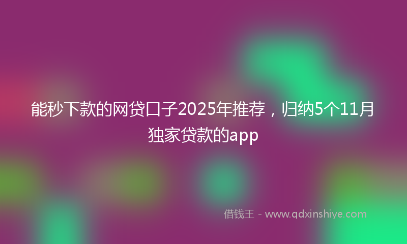 能秒下款的网贷口子2025年推荐，归纳5个11月独家贷款的app