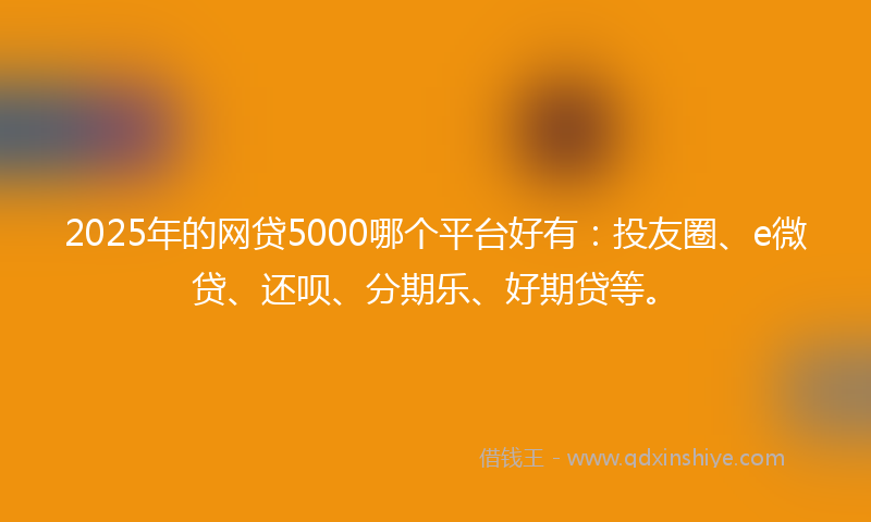 2025年的网贷5000哪个平台好有：投友圈、e微贷、还呗、分期乐、好期贷等。