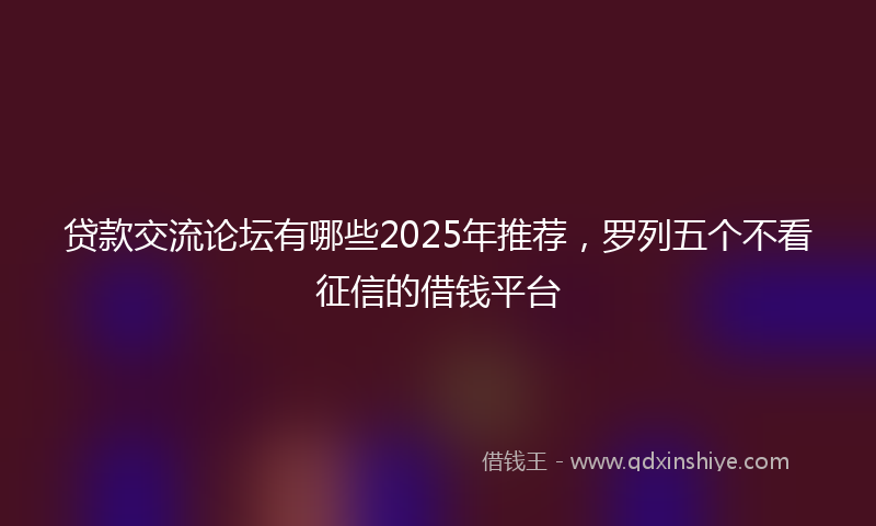 贷款交流论坛有哪些2025年推荐，罗列五个不看征信的借钱平台