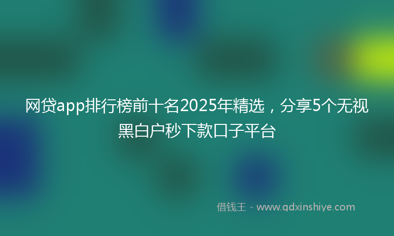 网贷app排行榜前十名2025年精选，分享5个无视黑白户秒下款口子平台