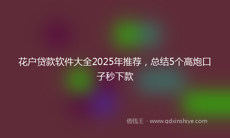 花户贷款软件大全2025年推荐，总结5个高炮口子秒下款
