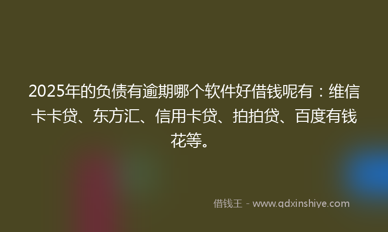 2025年的负债有逾期哪个软件好借钱呢有：维信卡卡贷、东方汇、信用卡贷、拍拍贷、百度有钱花等。