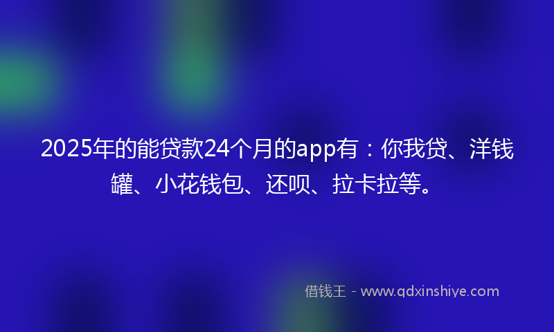2025年的能贷款24个月的app有：你我贷、洋钱罐、小花钱包、还呗、拉卡拉等。