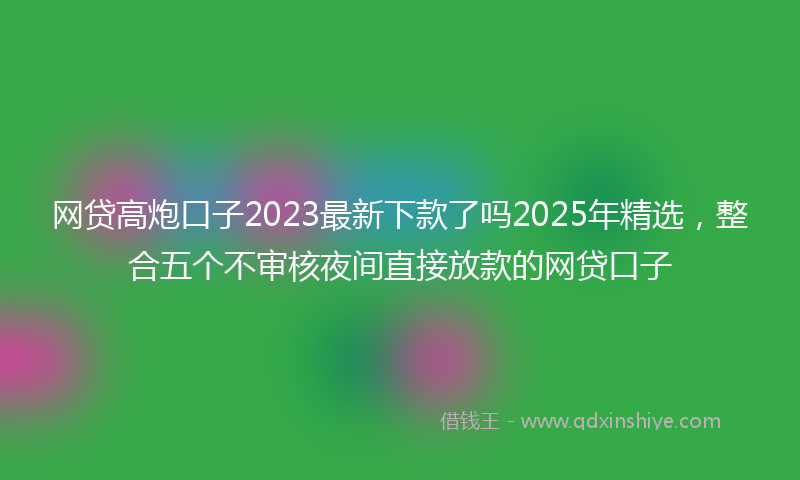 网贷高炮口子2023最新下款了吗2025年精选，整合五个不审核夜间直接放款的网贷口子
