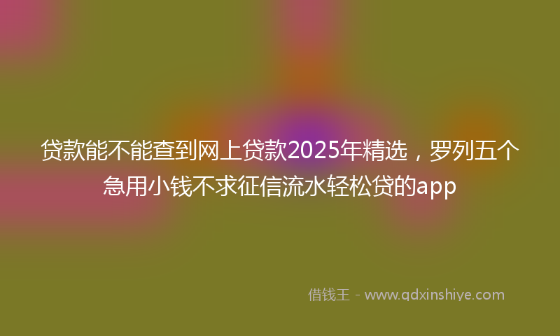 贷款能不能查到网上贷款2025年精选，罗列五个急用小钱不求征信流水轻松贷的app