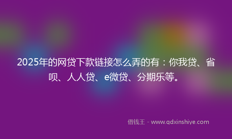2025年的网贷下款链接怎么弄的有：你我贷、省呗、人人贷、e微贷、分期乐等。