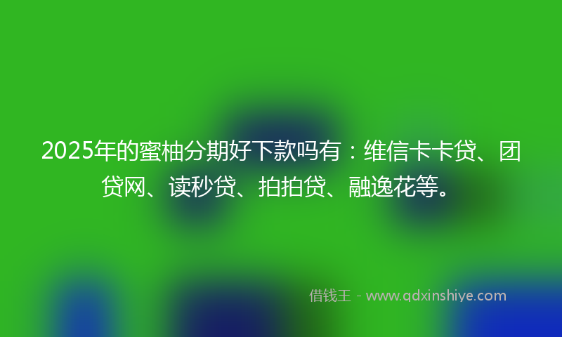 2025年的蜜柚分期好下款吗有：维信卡卡贷、团贷网、读秒贷、拍拍贷、融逸花等。