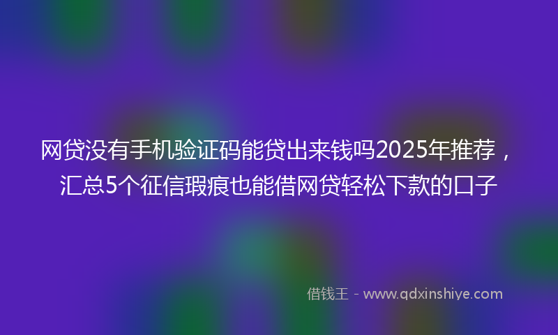 网贷没有手机验证码能贷出来钱吗2025年推荐，汇总5个征信瑕疵也能借网贷轻松下款的口子