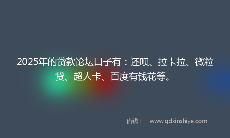 2025年的贷款论坛口子有：还呗、拉卡拉、微粒贷、超人卡、百度有钱花等。