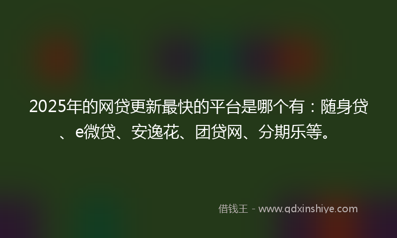 2025年的网贷更新最快的平台是哪个有：随身贷、e微贷、安逸花、团贷网、分期乐等。