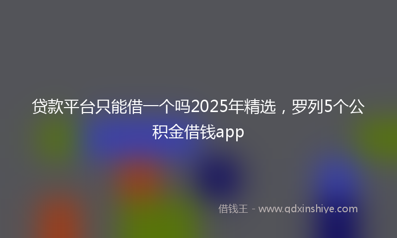 贷款平台只能借一个吗2025年精选，罗列5个公积金借钱app