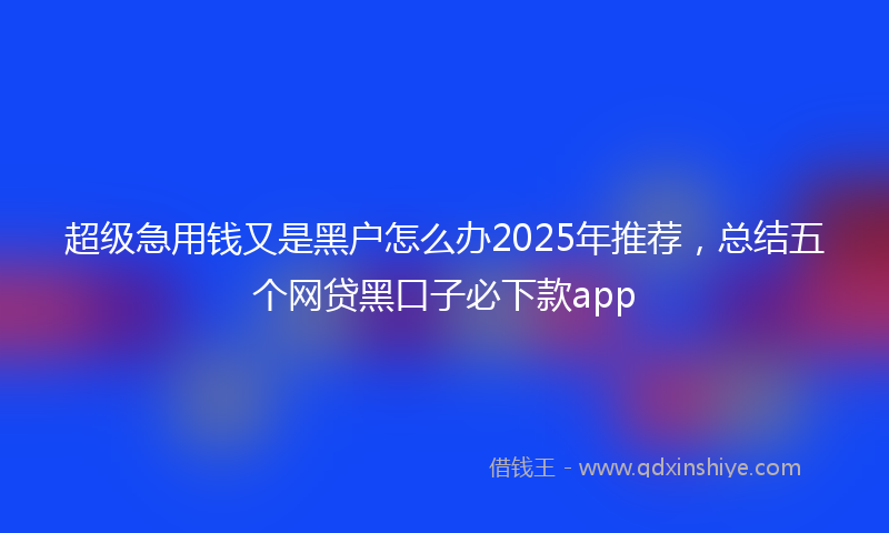超级急用钱又是黑户怎么办2025年推荐，总结五个网贷黑口子必下款app