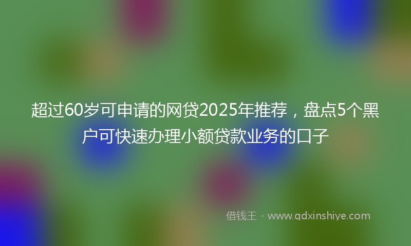 超过60岁可申请的网贷2025年推荐，盘点5个黑户可快速办理小额贷款业务的口子