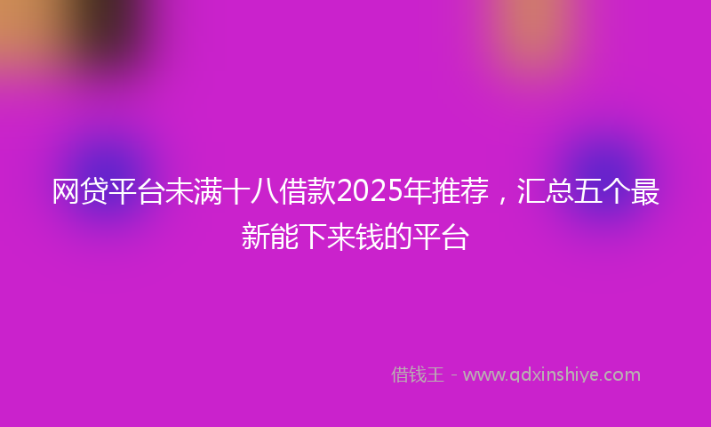 网贷平台未满十八借款2025年推荐，汇总五个最新能下来钱的平台
