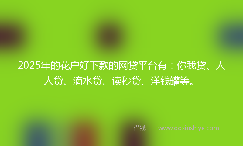 2025年的花户好下款的网贷平台有：你我贷、人人贷、滴水贷、读秒贷、洋钱罐等。