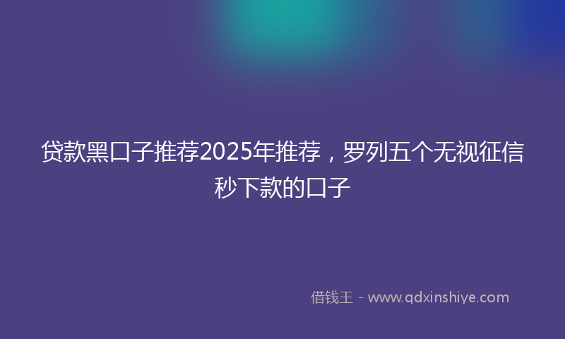 贷款黑口子推荐2025年推荐，罗列五个无视征信秒下款的口子