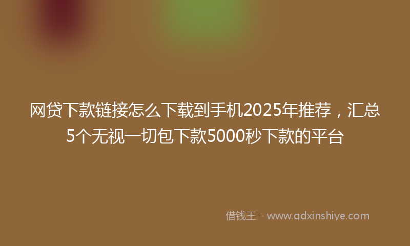 网贷下款链接怎么下载到手机2025年推荐，汇总5个无视一切包下款5000秒下款的平台