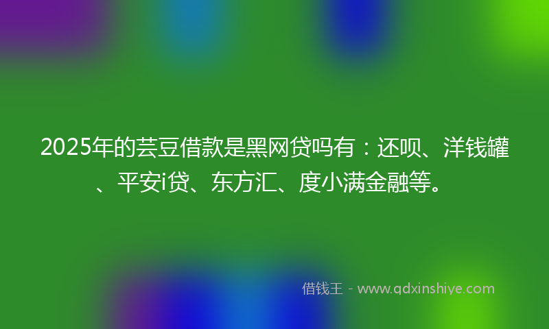 2025年的芸豆借款是黑网贷吗有：还呗、洋钱罐、平安i贷、东方汇、度小满金融等。