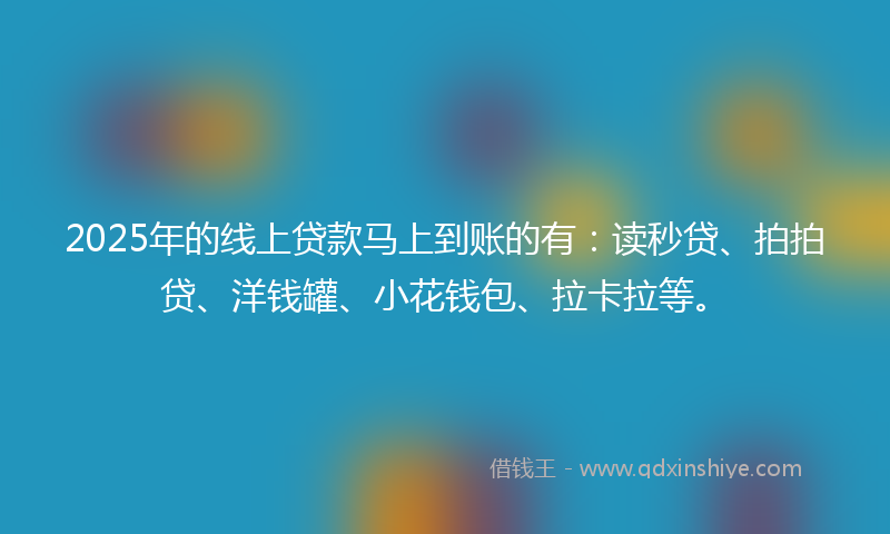 2025年的线上贷款马上到账的有：读秒贷、拍拍贷、洋钱罐、小花钱包、拉卡拉等。