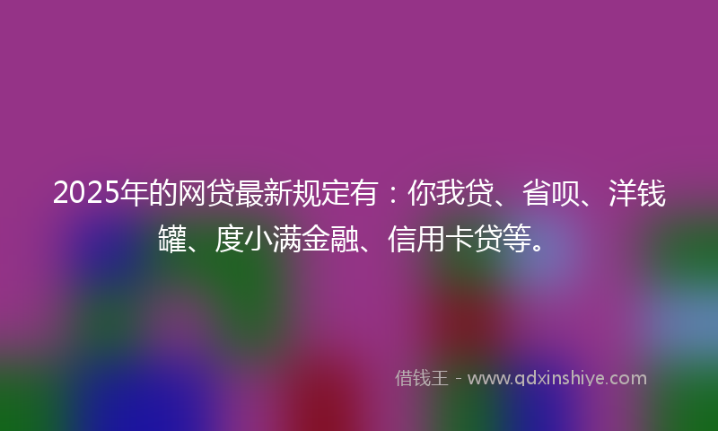 2025年的网贷最新规定有：你我贷、省呗、洋钱罐、度小满金融、信用卡贷等。