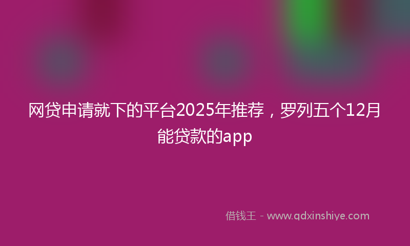 网贷申请就下的平台2025年推荐，罗列五个12月能贷款的app