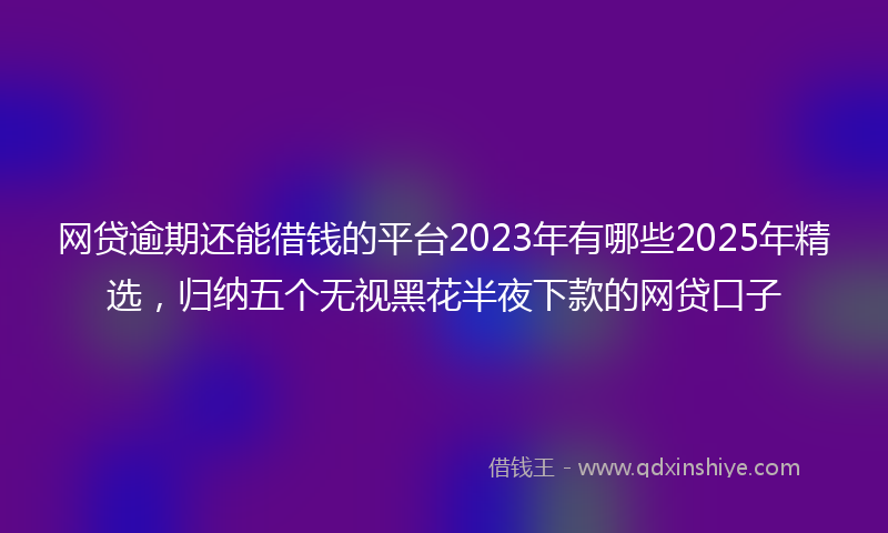 网贷逾期还能借钱的平台2023年有哪些2025年精选，归纳五个无视黑花半夜下款的网贷口子