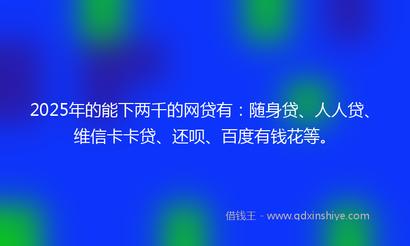 2025年的能下两千的网贷有：随身贷、人人贷、维信卡卡贷、还呗、百度有钱花等。