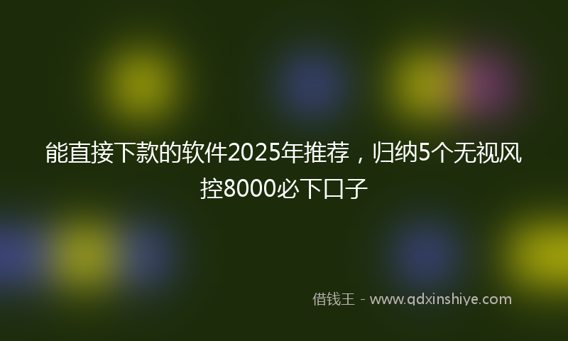 能直接下款的软件2025年推荐，归纳5个无视风控8000必下口子
