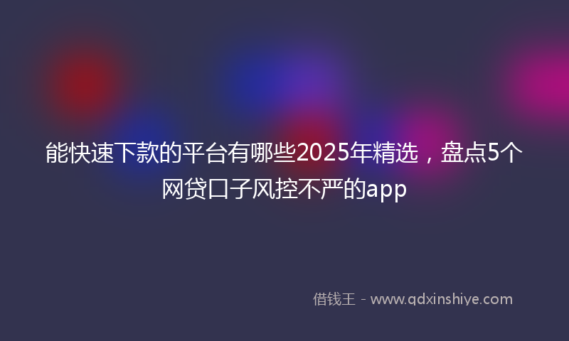 能快速下款的平台有哪些2025年精选，盘点5个网贷口子风控不严的app