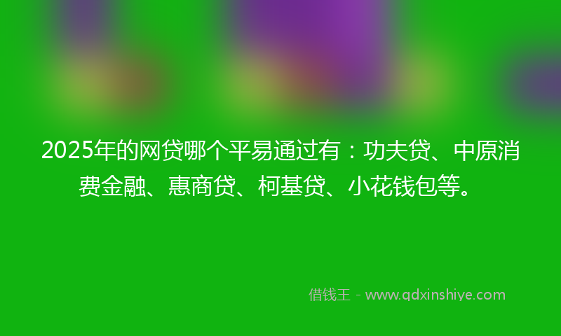 2025年的网贷哪个平易通过有：功夫贷、中原消费金融、惠商贷、柯基贷、小花钱包等。
