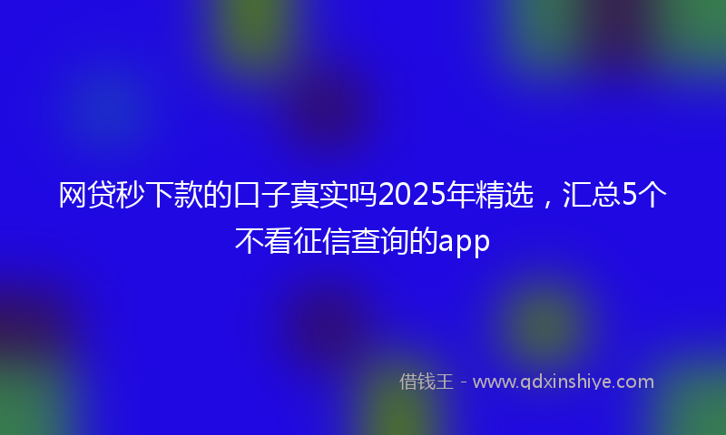 网贷秒下款的口子真实吗2025年精选，汇总5个不看征信查询的app