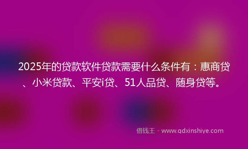 2025年的贷款软件贷款需要什么条件有：惠商贷、小米贷款、平安i贷、51人品贷、随身贷等。