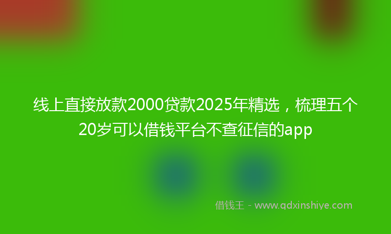 线上直接放款2000贷款2025年精选，梳理五个20岁可以借钱平台不查征信的app