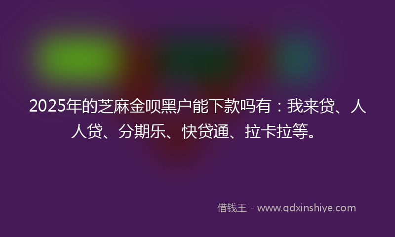2025年的芝麻金呗黑户能下款吗有：我来贷、人人贷、分期乐、快贷通、拉卡拉等。