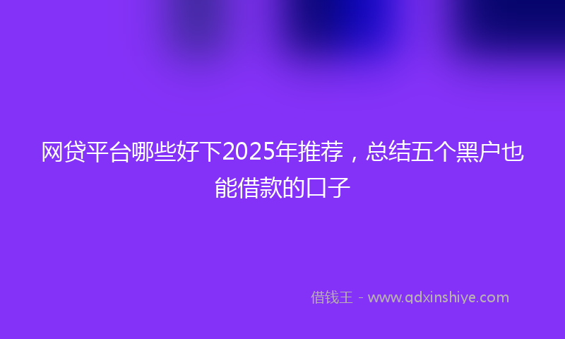 网贷平台哪些好下2025年推荐，总结五个黑户也能借款的口子