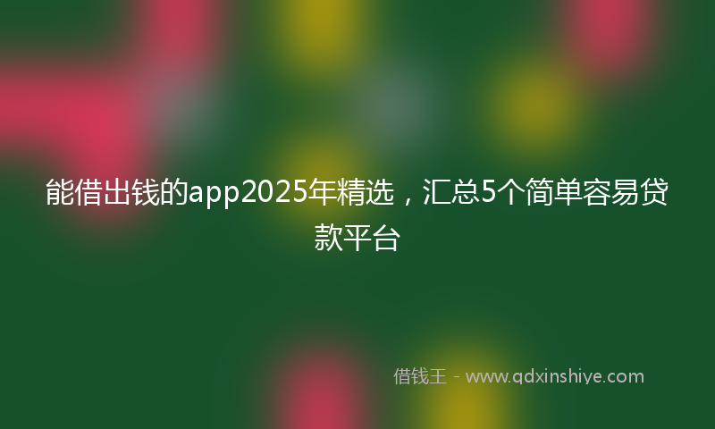 能借出钱的app2025年精选，汇总5个简单容易贷款平台