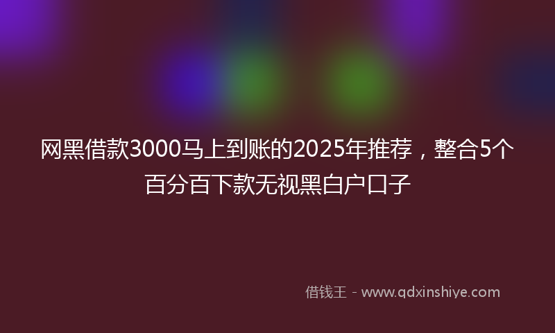 网黑借款3000马上到账的2025年推荐，整合5个百分百下款无视黑白户口子