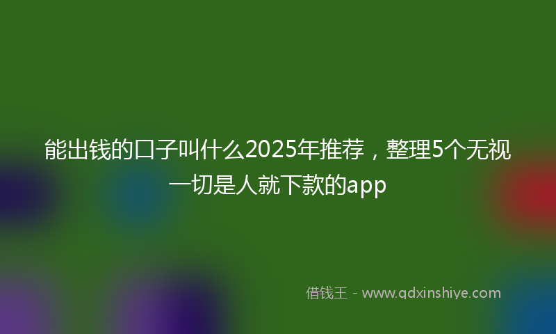 能出钱的口子叫什么2025年推荐，整理5个无视一切是人就下款的app