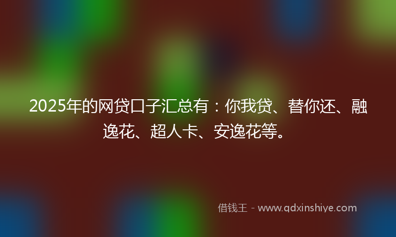 2025年的网贷口子汇总有：你我贷、替你还、融逸花、超人卡、安逸花等。