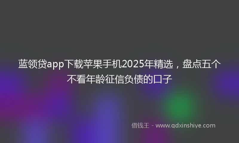 蓝领贷app下载苹果手机2025年精选，盘点五个不看年龄征信负债的口子